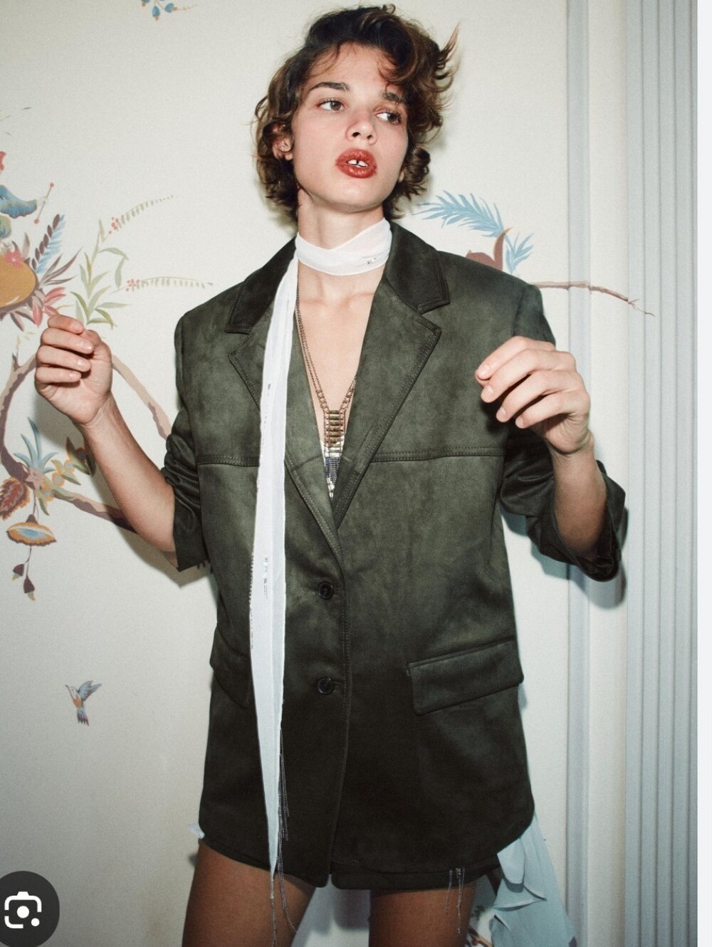 BNWT! Zara Faux Suede blazer in Moss Green